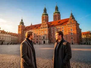 Samotna marmurowa kolumna na tle ruin Świątyni Artemidy w Efezie o zachodzie słońca.